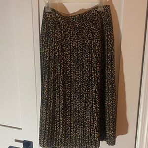 J. Crew Pleated Leopard Print Midi Skirt